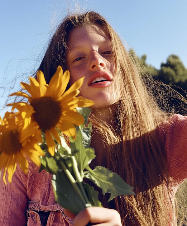 Woman with Sunflowers