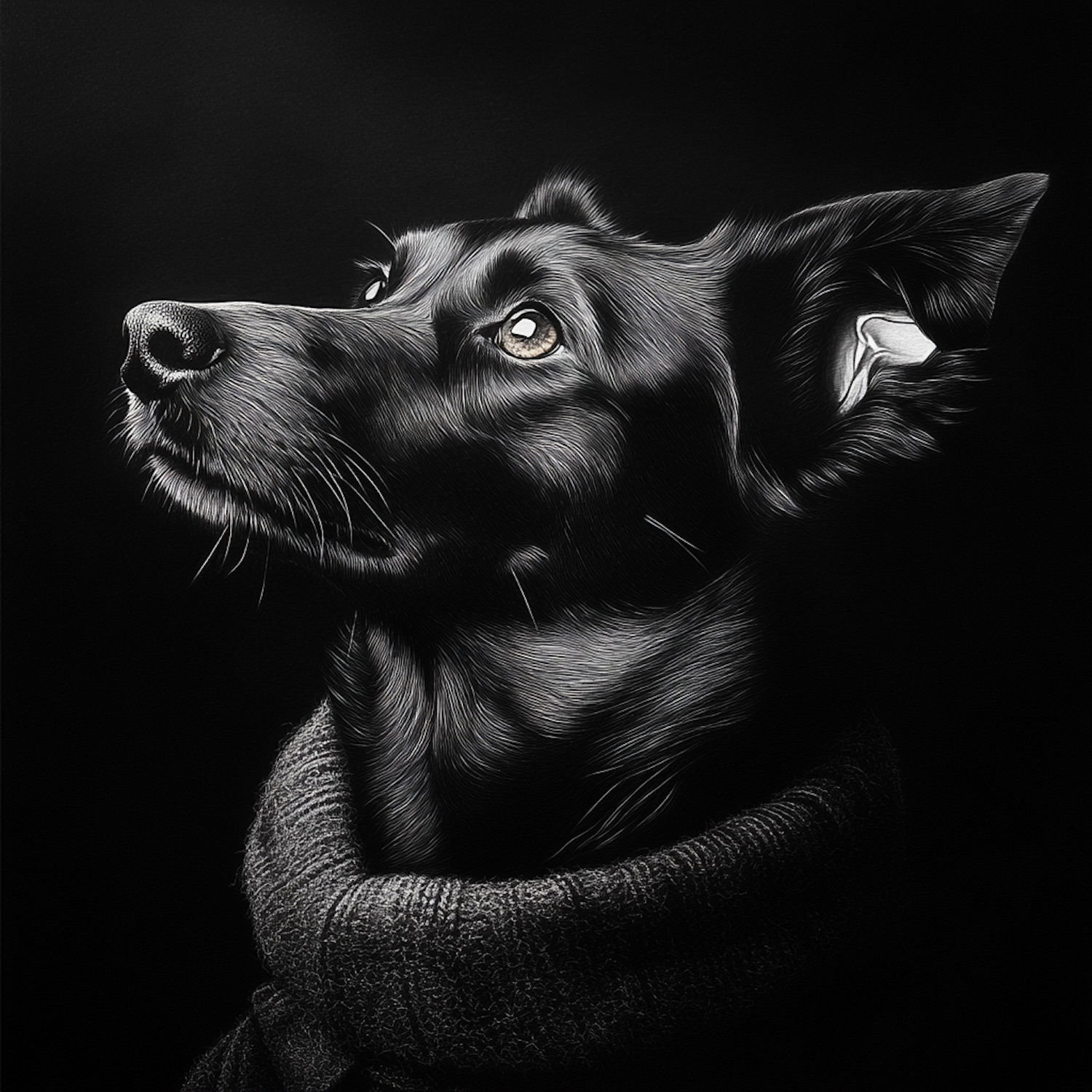 Black and White Dog Portrait