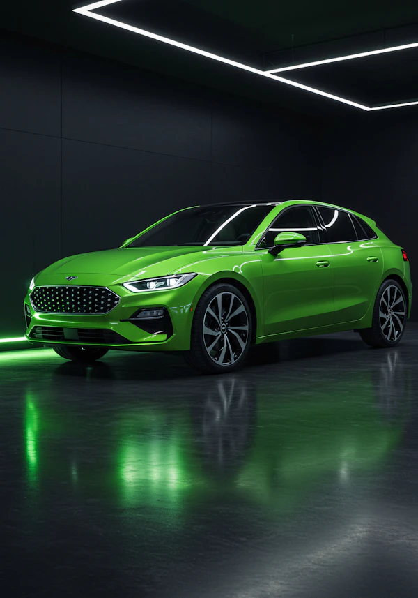 Sleek Green Car Display