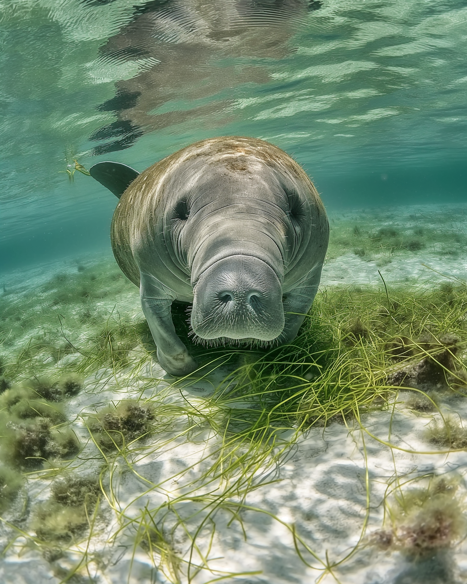 Inquisitive Manatee Underwater