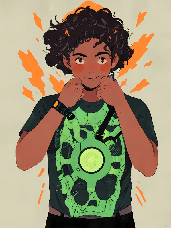 Energetic Portrait with Technological Theme