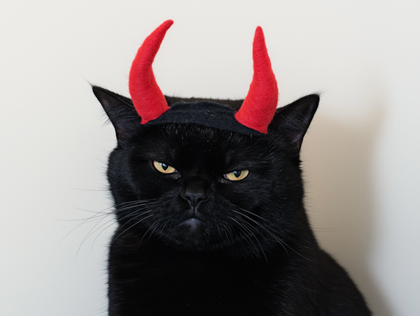 Black Cat with Devil Horns