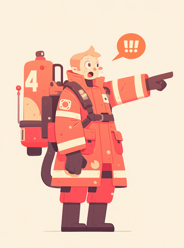 Cartoon Firefighter Alert