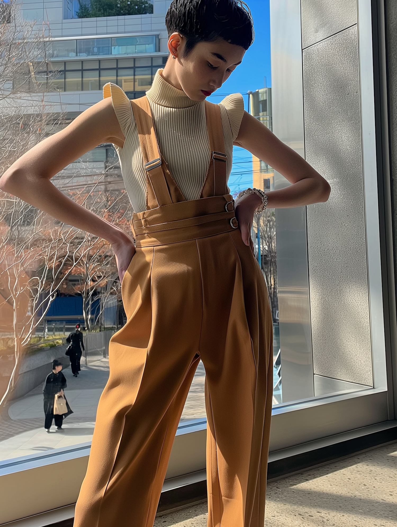 Fashionable Woman by City Window