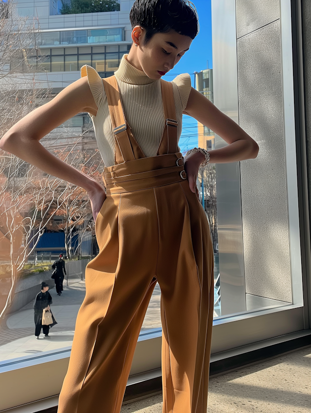 Fashionable Woman by City Window