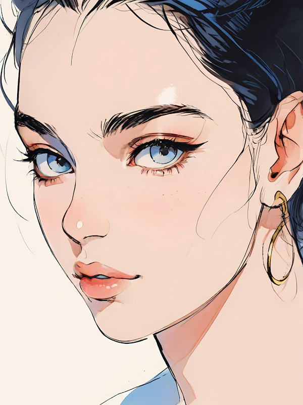 Close-up Illustration of Human Face