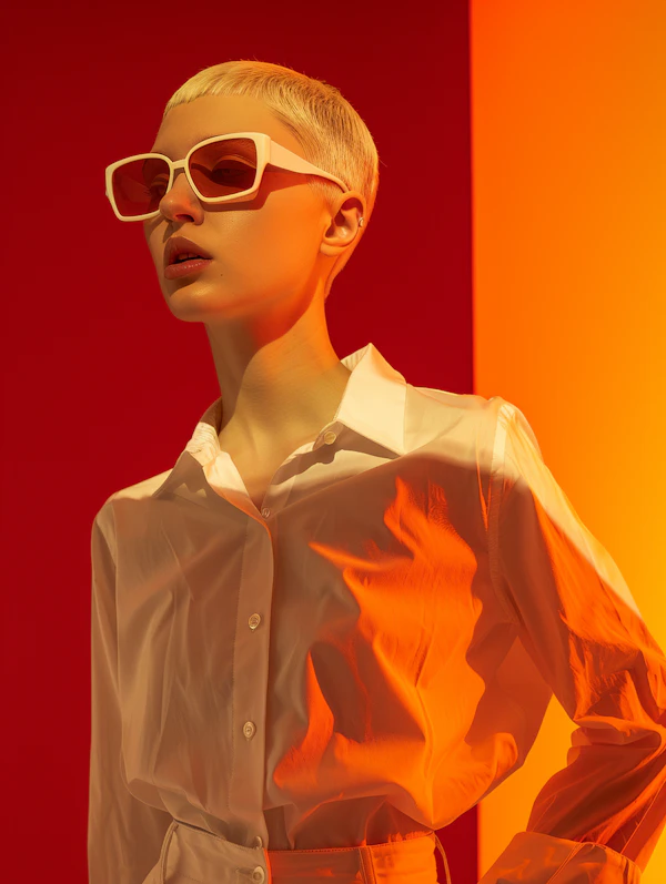 Fashion-Forward Portrait with Vibrant Backdrop