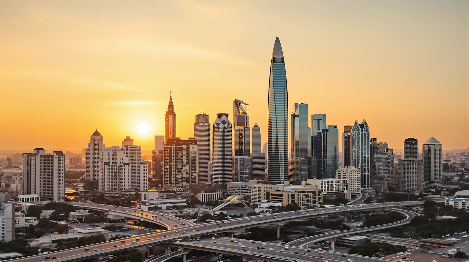 Vibrant Cityscape at Sunset