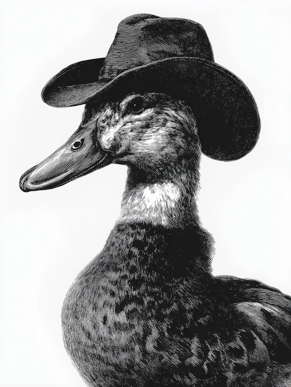Cowboy Duck Illustration