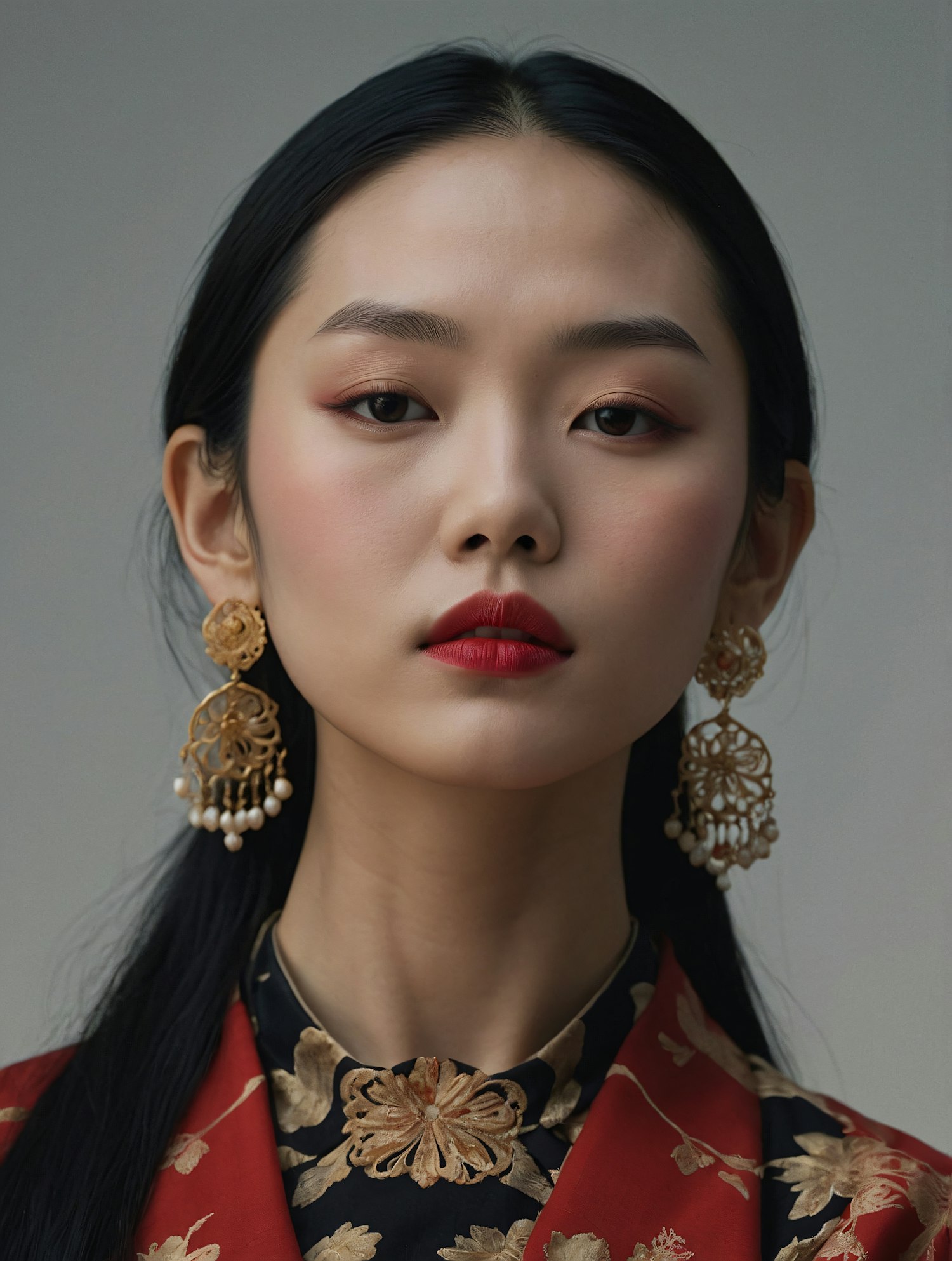 Elegant Woman with Gold Earrings