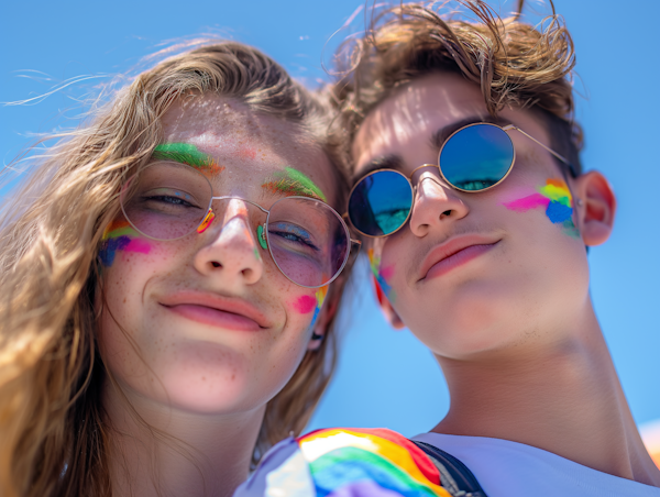 Joyful Teens with Vibrant Face Paint