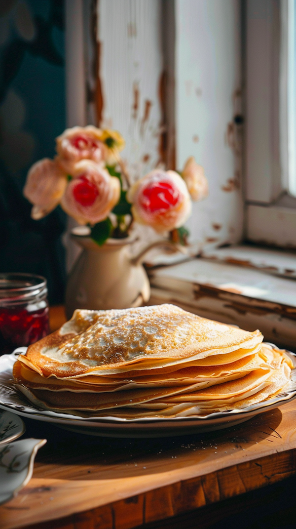 Cozy Breakfast Scene with Pancakes