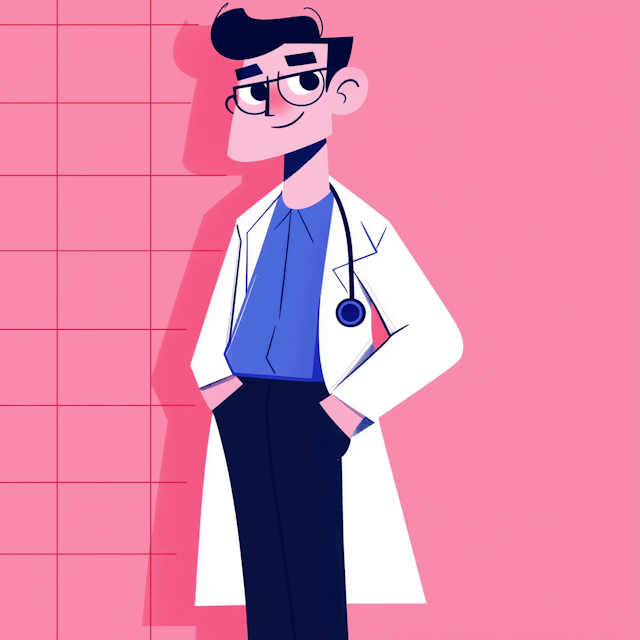 Stylized Illustration of a Young Male Doctor