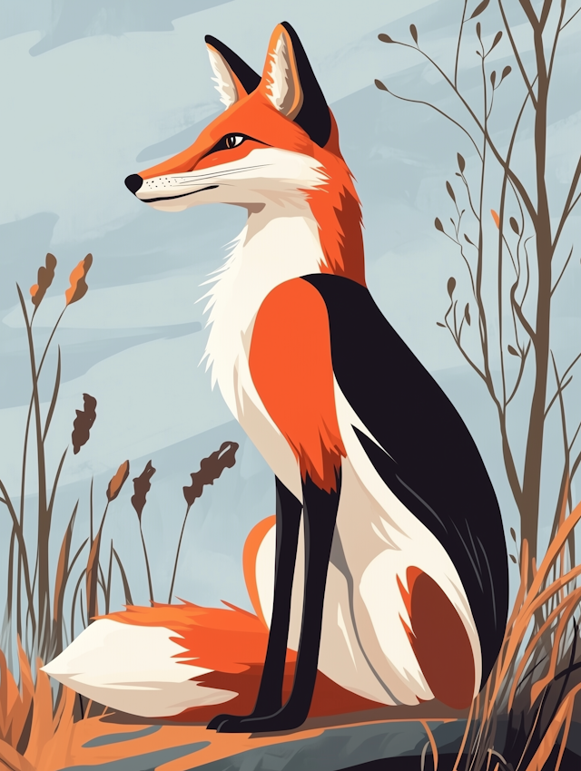 Stylized Fox in Natural Habitat