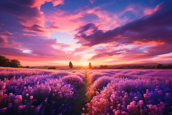 Sunset Serenity over Lavender Fields