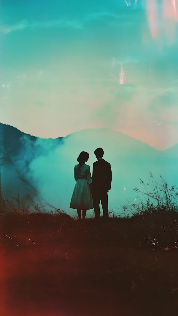 Silhouetted Couple Scene