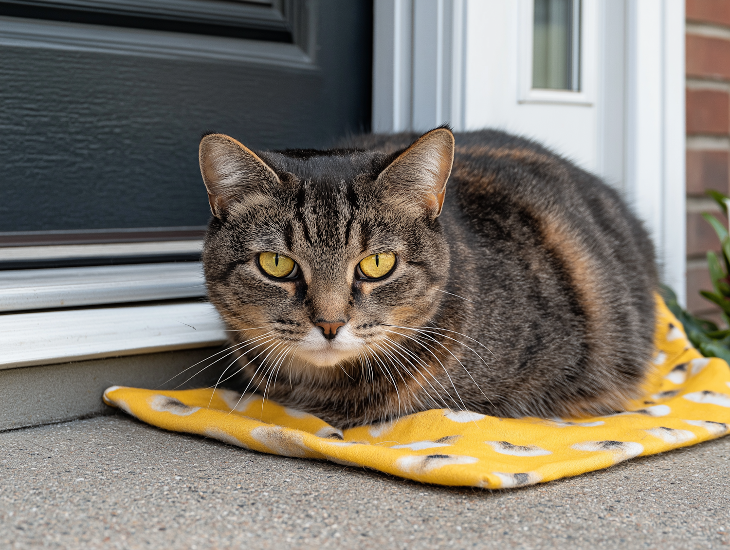 Tabby Cat on Yellow Blanket