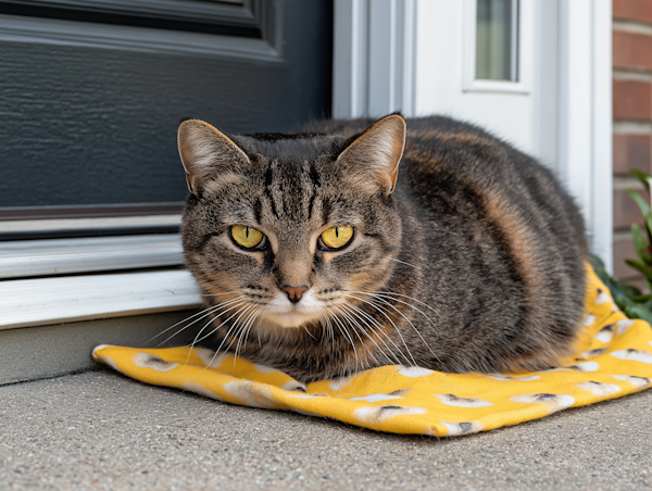 Tabby Cat on Yellow Blanket