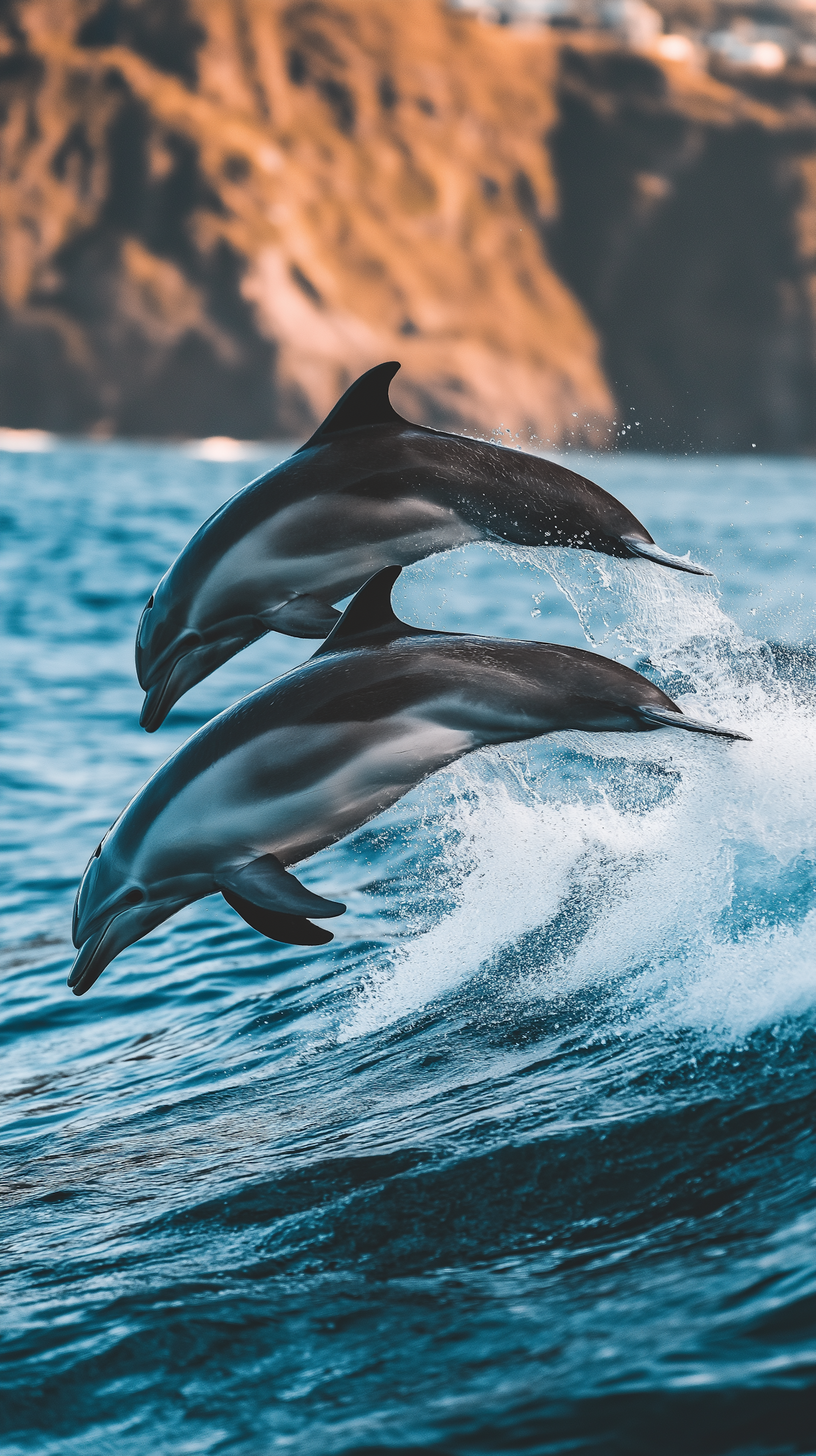 Dolphins Leaping at Sea