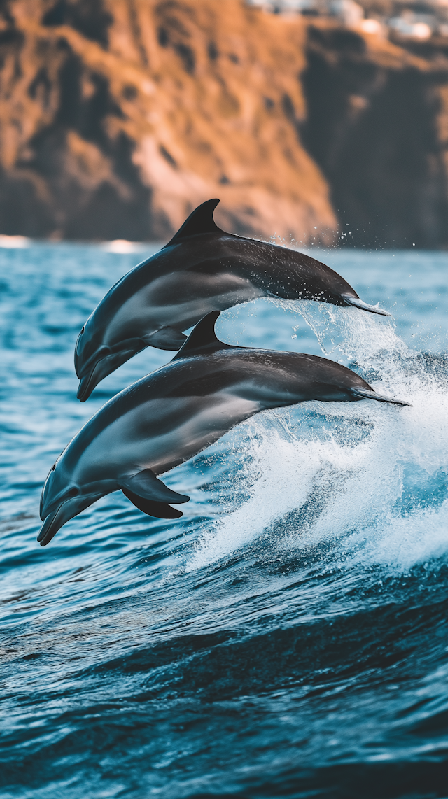 Dolphins Leaping at Sea