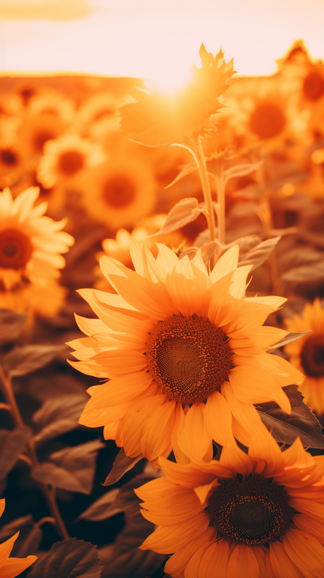 Sunset Embrace in the Sunflower Fields