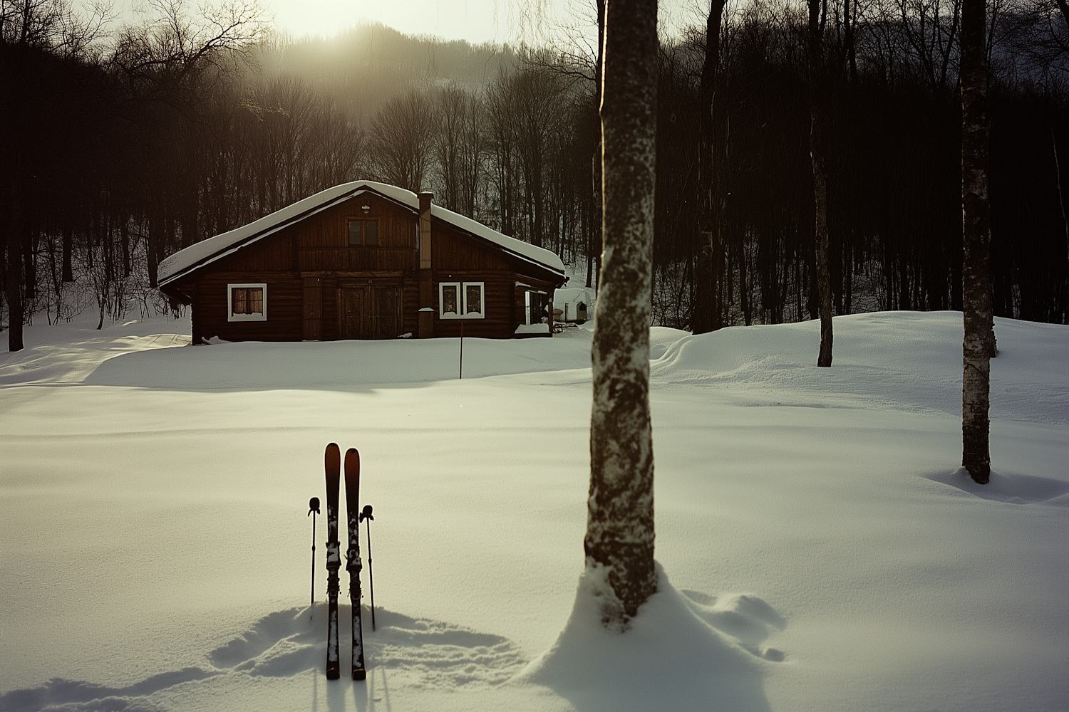 Winter Cabin Retreat with Skis