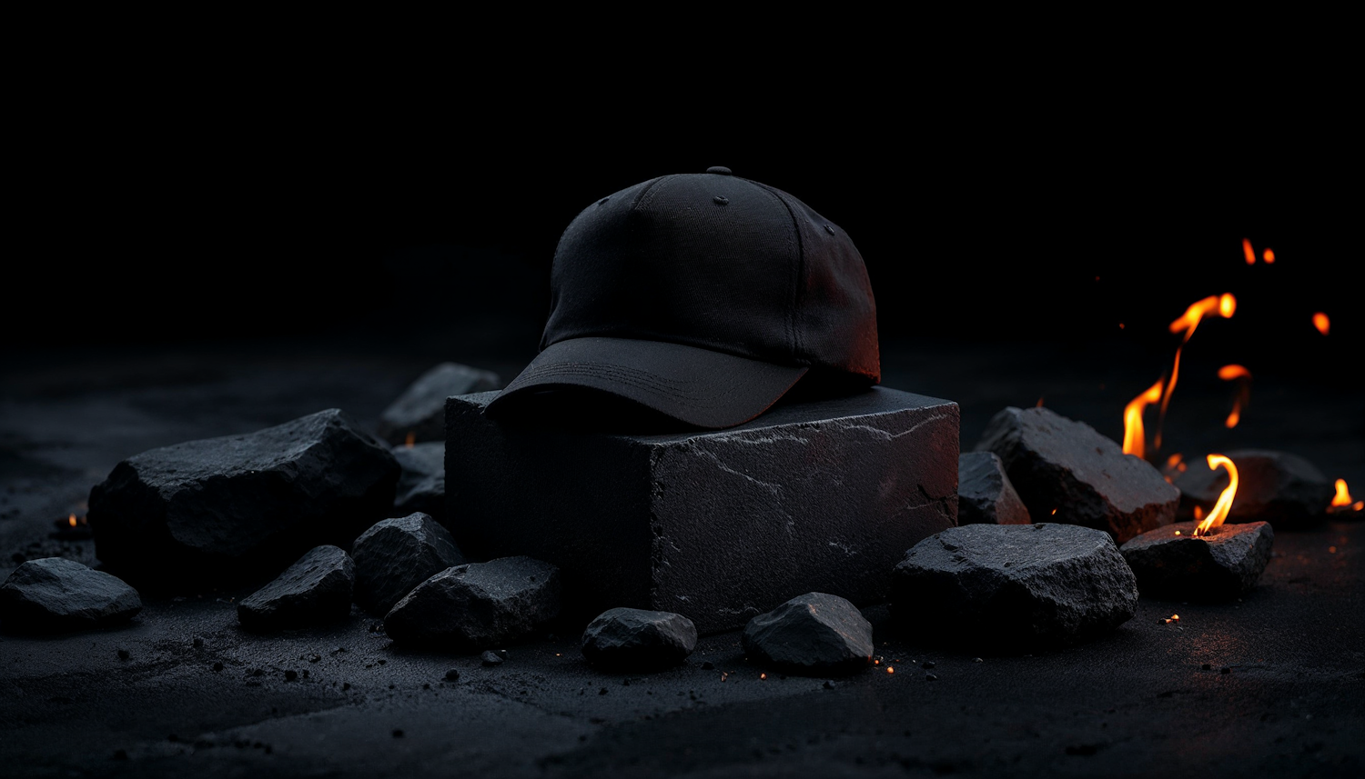 Dark Baseball Cap with Flames