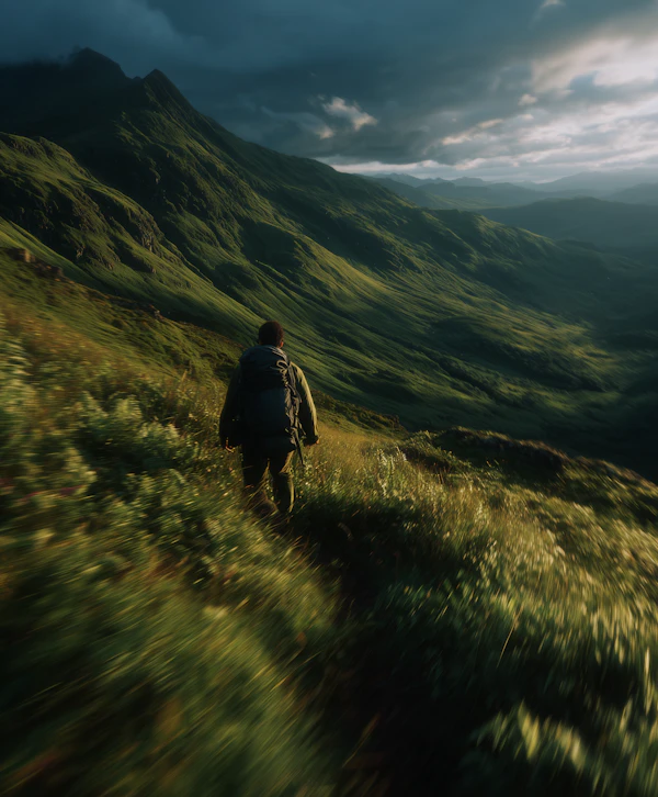 Hiker in Vast Landscape