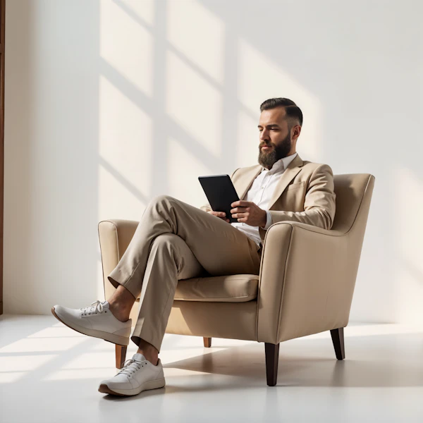 Man in Beige Suit