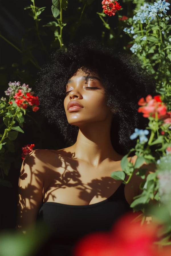 Woman in Flower Garden