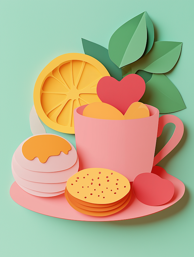 Colorful Paper-Cut Breakfast Scene