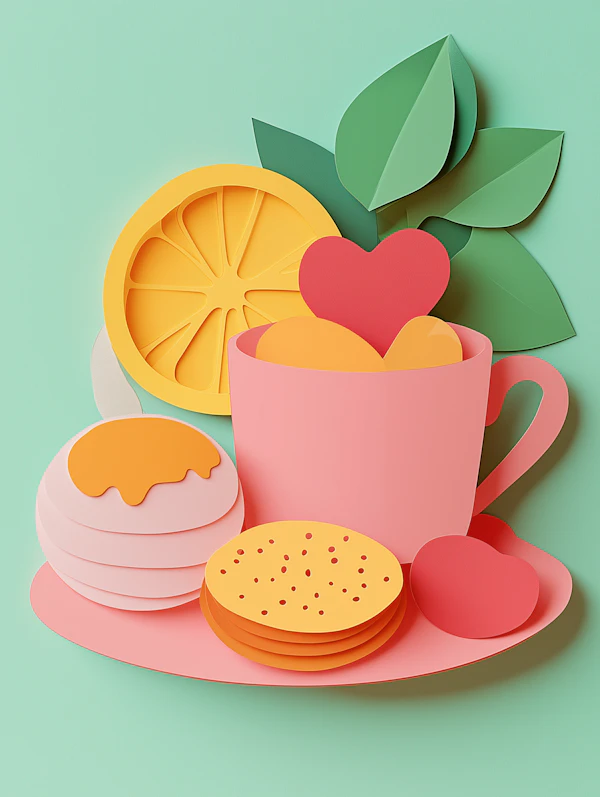 Colorful Paper-Cut Breakfast Scene