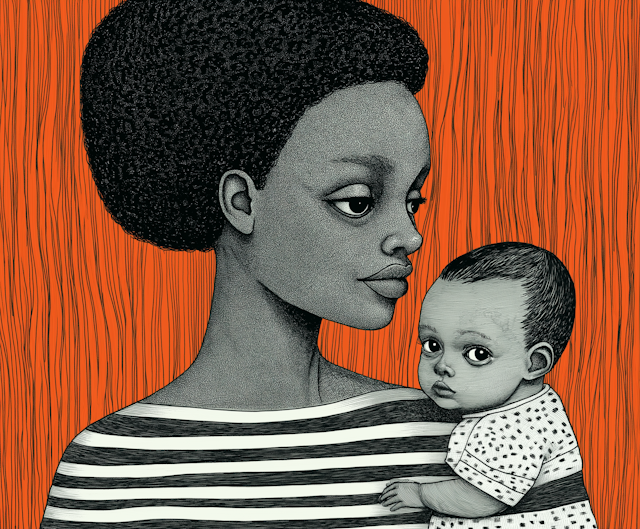 African Mother and Child Illustration