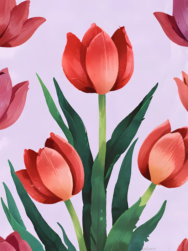 Vibrant Red Tulips