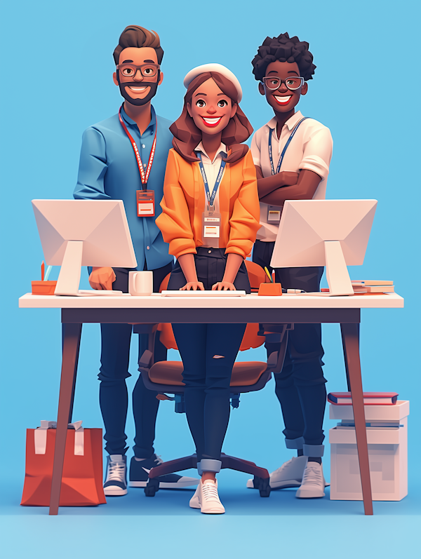 Animated Professional Team in Office