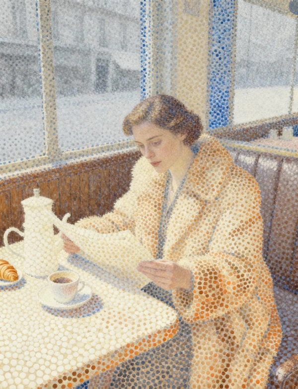 Pointillist Café Scene