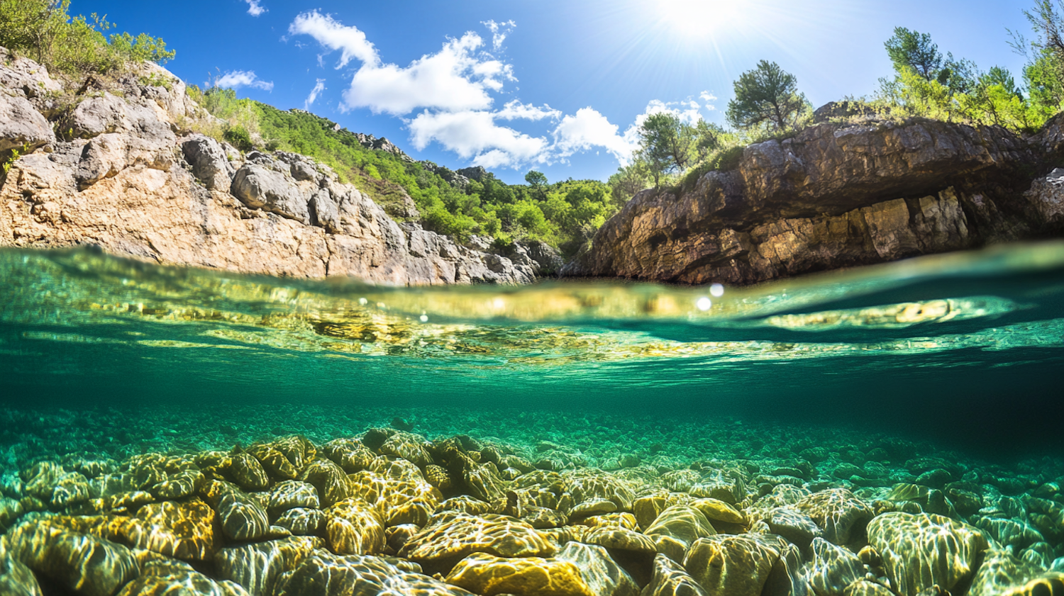 Split View of Natural Landscape