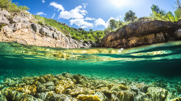 Split View of Natural Landscape