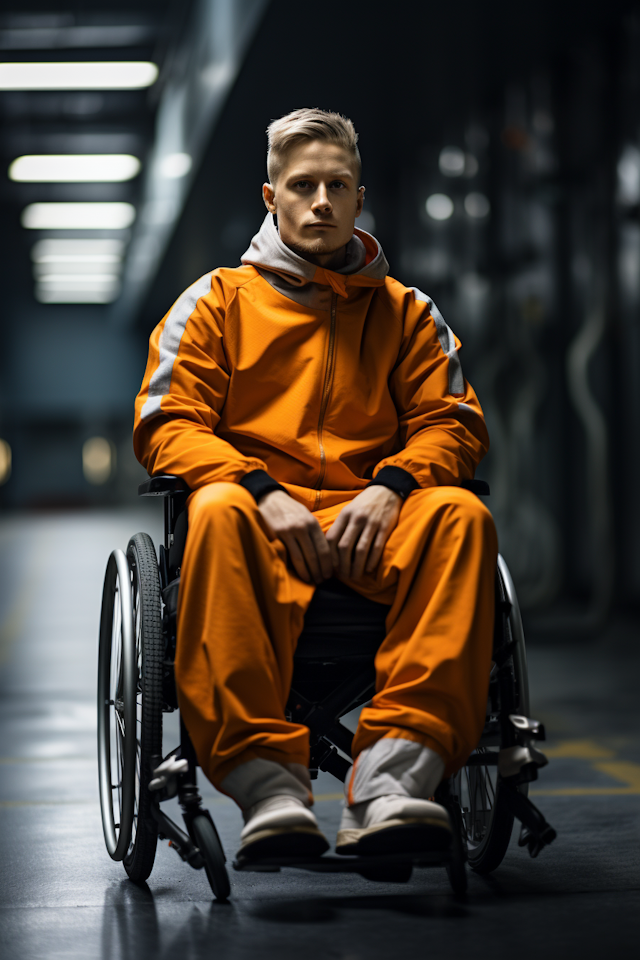 Confident Young Man in Wheelchair with Sports Attire