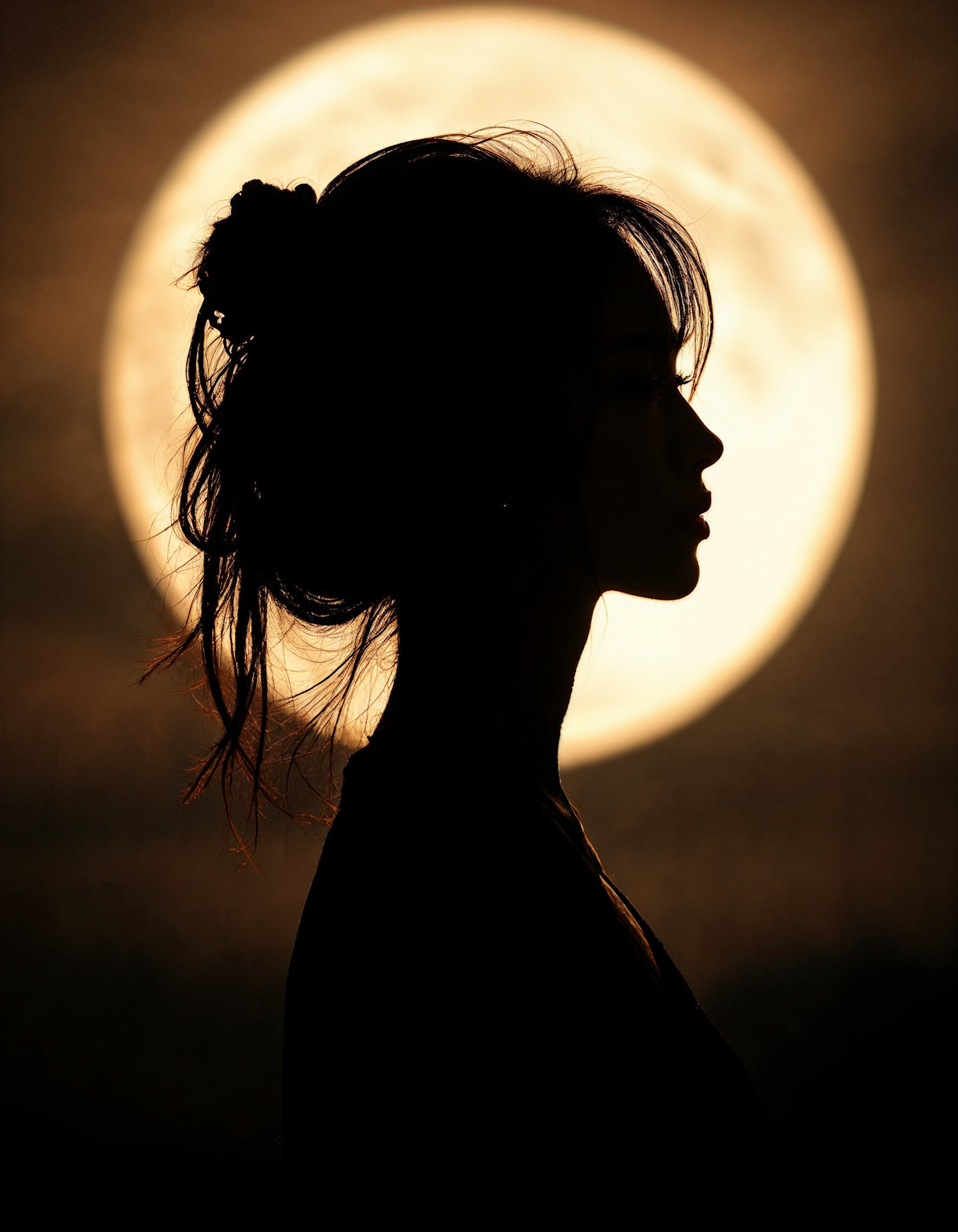 Silhouette Against Full Moon