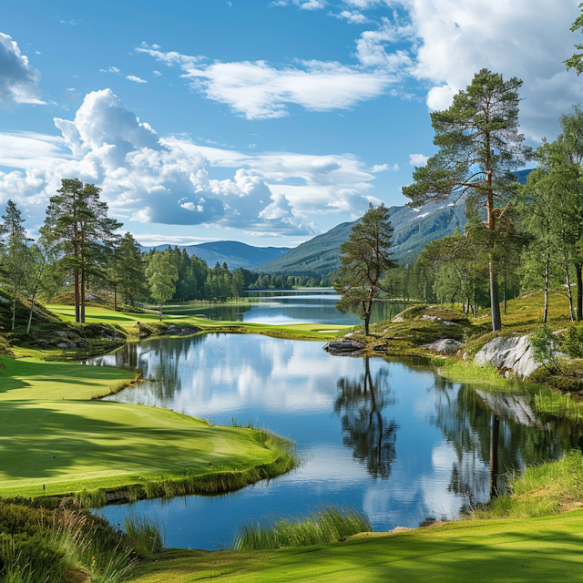 Serene Mountainous Golf Course