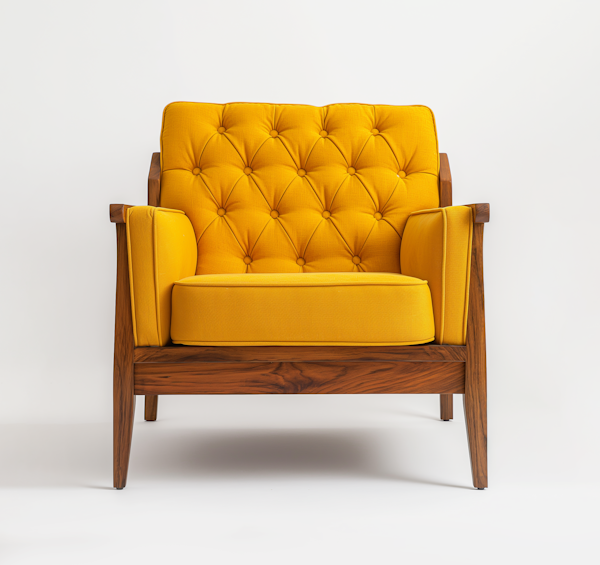 Vibrant Yellow Mid-Century Modern Armchair