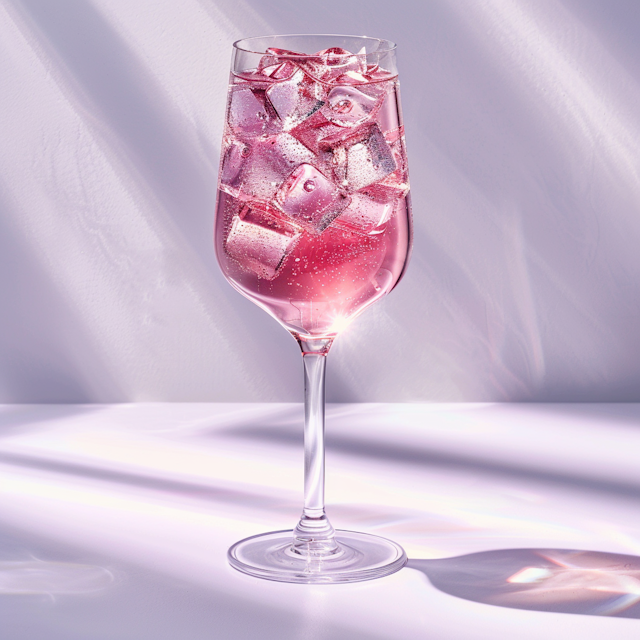 Sparkling Glass with Glittery Ice Cubes