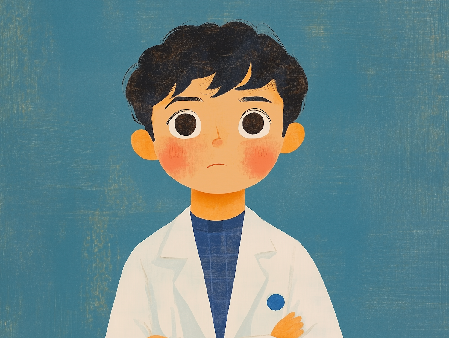 Illustrated Boy in White Coat