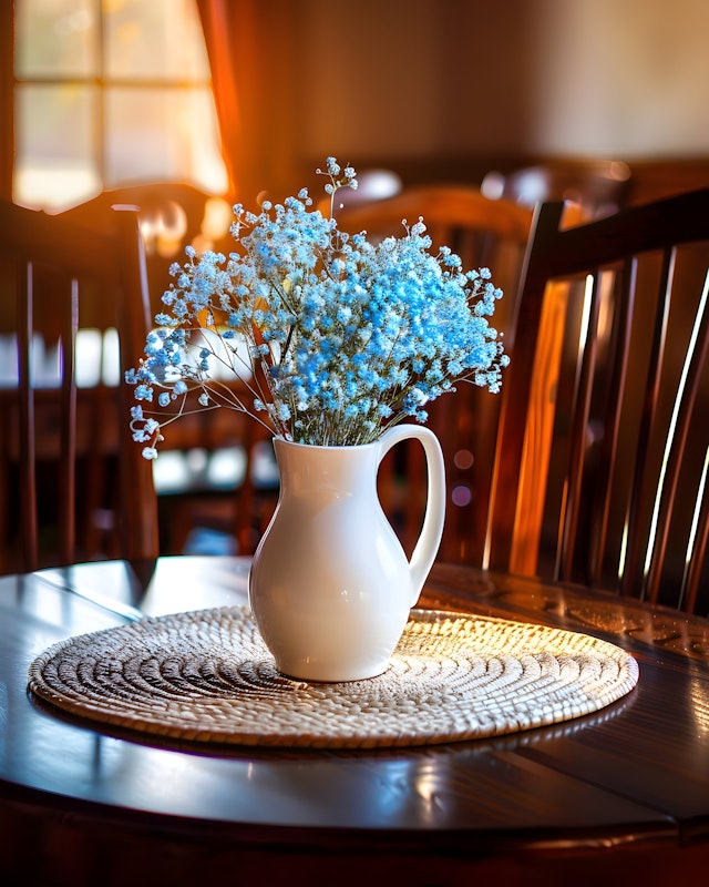 Ceramic Pitcher with Blue Flowers