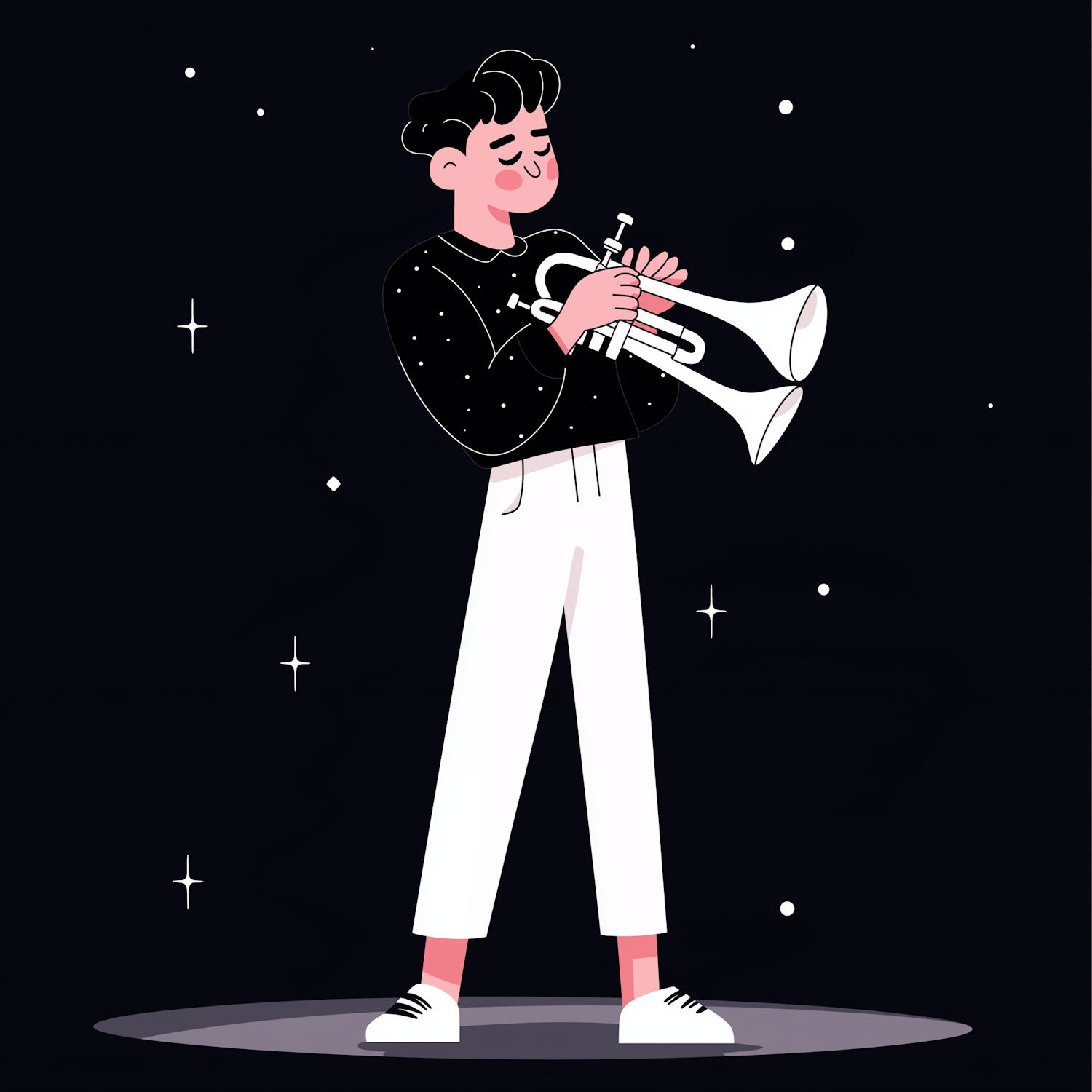 Whimsical Trumpeter Illustration