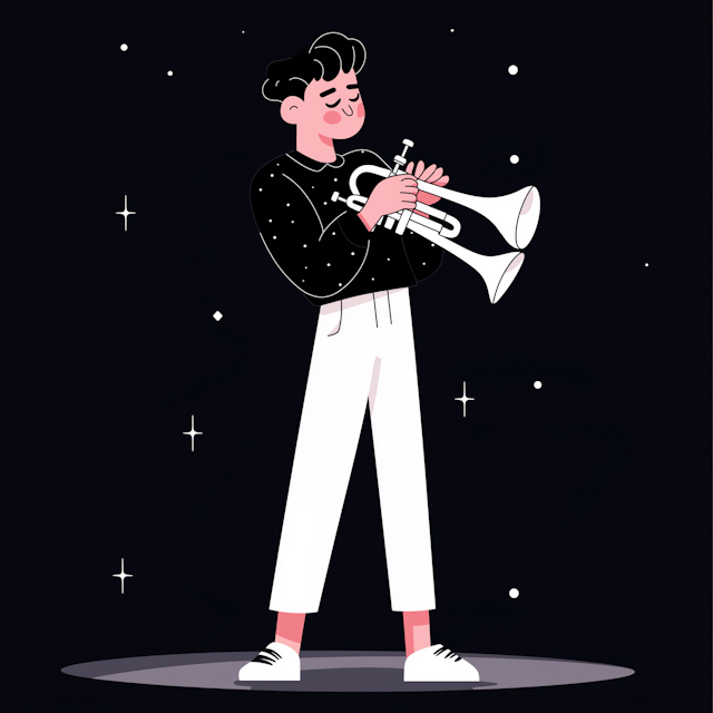 Whimsical Trumpeter Illustration