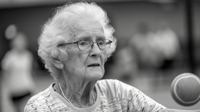 Elderly Woman Engaged in Activity