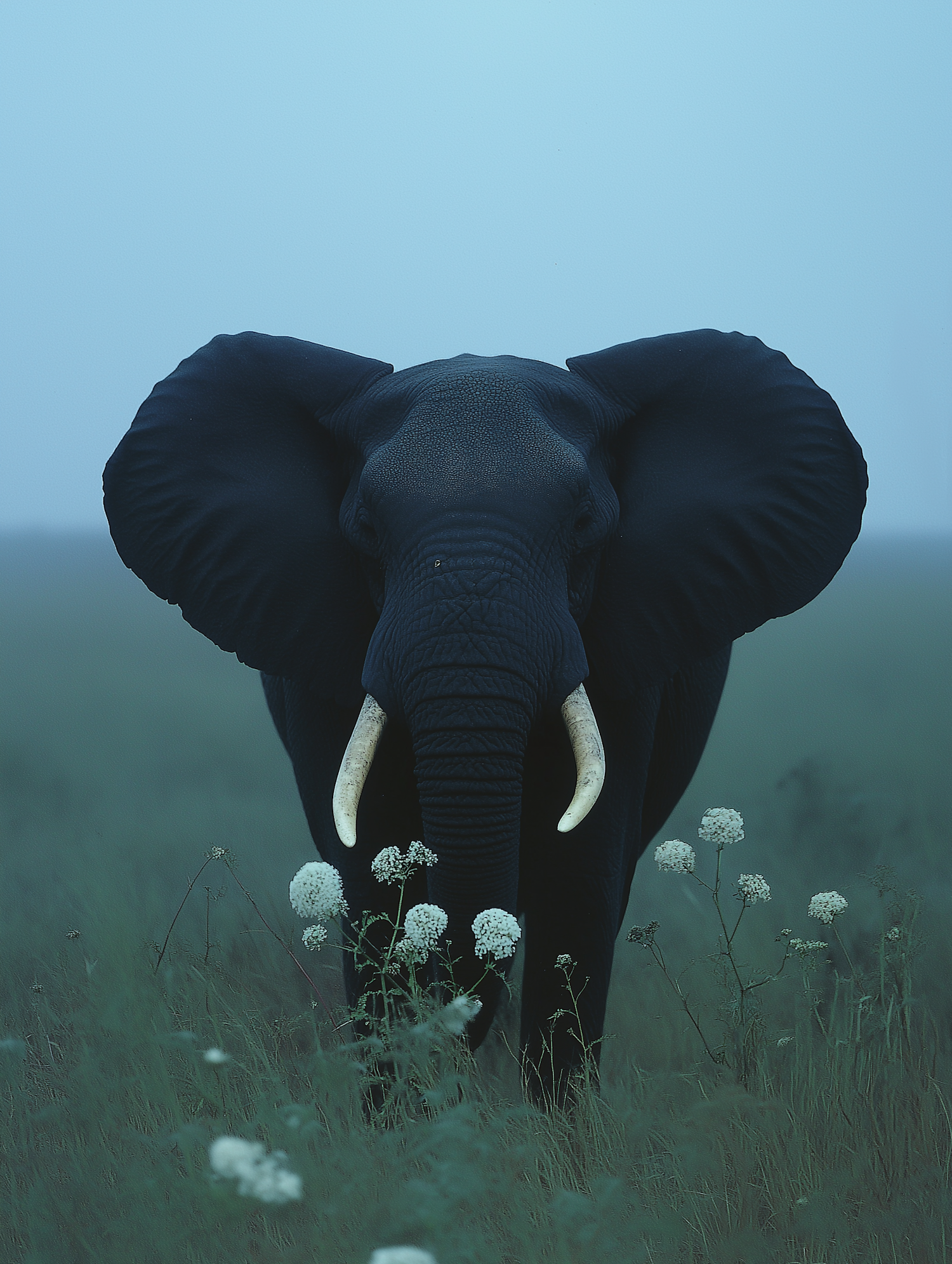 Majestic Elephant in Misty Field