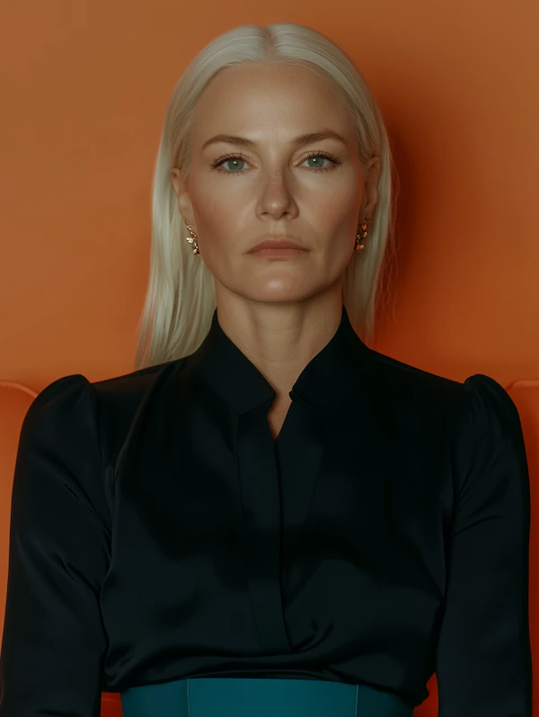Portrait of a Woman with Platinum Blonde Hair